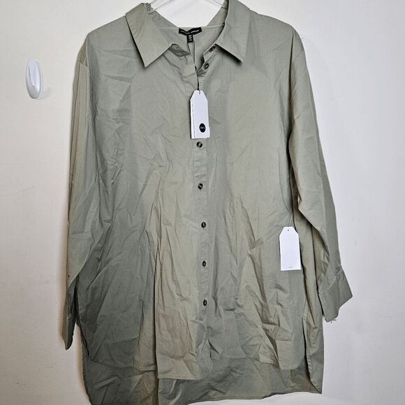 Universal Standard Long Sleeve Button Front Oxford Stretch Cotton Shirt NWT USTO - Picture 1 of 4